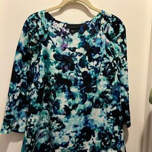 Attention Blue and Black Patterned Blouse
